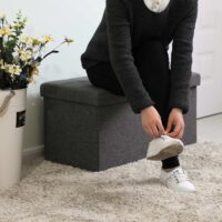 Kompakte Sitzbank mit Stauraum, 76x38x38cm, Stoff Dunkelgrau