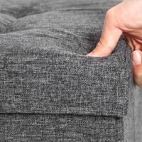 Kompakte Sitzbank mit Stauraum, 76x38x38cm, Stoff Dunkelgrau