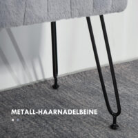 Graue Sitzbank mit Kunstfellbezug und schlanken Metallbeinen, Masse 82x30x47cm. Bringt stilvolle Gemütlichkeit in Ihr Zuhause.