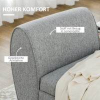 Hellgraue Sitzbank in Leinenoptik mit Stauraum und praktischer Armlehne. Bietet Komfort und verdeckten Stauraum.