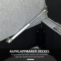 Hellgraue Sitzbank in Leinenoptik mit Stauraum und praktischer Armlehne. Bietet Komfort und verdeckten Stauraum.