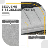 Hellgraue stilvolle Sitzbank in Leinenoptik mit einer Traglast von bis zu 200kg, eine robuste und elegante Ergänzung.