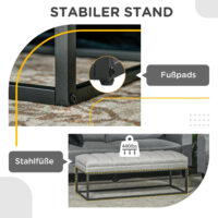 Hellgraue stilvolle Sitzbank in Leinenoptik mit einer Traglast von bis zu 200kg, eine robuste und elegante Ergänzung.