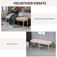 Beige Polsterbank in Leinenoptik, belastbar bis 120kg, Masse 117x40x48cm. Eine bequeme und langlebige Sitzgelegenheit.