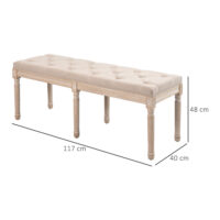 Beige Polsterbank in Leinenoptik, belastbar bis 120kg, Masse 117x40x48cm. Eine bequeme und langlebige Sitzgelegenheit.