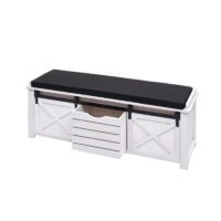 Sitzbank mit Staufächern Polsterbank Shabby-Look 43x102x33cm weiss