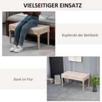Beige Polsterbank im Vintage-Stil, belastbar bis 120kg, Masse 80x40x43cm. Perfekt für kleine Räume oder als Akzentmöbel.