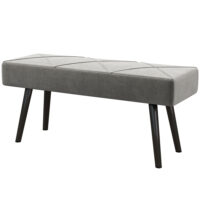Graue Polsterbank in Samtoptik mit elegantem X-Muster, Masse 100x36x45cm. Bietet Komfort und modernes Design.