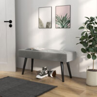 Graue Polsterbank in Samtoptik mit elegantem X-Muster, Masse 100x36x45cm. Bietet Komfort und modernes Design.