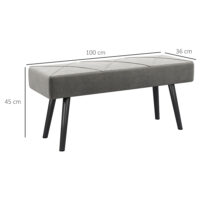 Graue Polsterbank in Samtoptik mit elegantem X-Muster, Masse 100x36x45cm. Bietet Komfort und modernes Design.