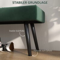 Grüne Polsterbank in Samtoptik mit markantem X-Muster, Masse 100x36x45cm. Eine stilvolle Ergänzung für jeden Raum.