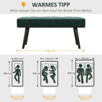 Grüne Polsterbank in Samtoptik mit markantem X-Muster, Masse 100x36x45cm. Eine stilvolle Ergänzung für jeden Raum.