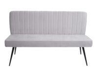 Sitzbank Samt 160cm mit Rückenlehne und Metallgestell hellgrau