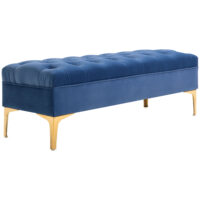 Sitzbank aus blauem Samt, perfekt für Schlafzimmer oder Flur, Masse 118x45x42cm.