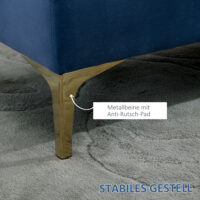 Sitzbank aus blauem Samt, perfekt für Schlafzimmer oder Flur, Masse 118x45x42cm.