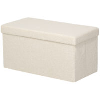 Cremeweisse faltbare Sitzbank mit luxuriöser Samtoptik und viel Stauraum, eine vielseitige und platzsparende Ergänzung für jeden Raum.