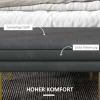 Graue Sitzbank in Samtoptik mit Stauraum, Masse 79.5x37.5x43cm. Eine platzsparende und stilvolle Sitzgelegenheit.