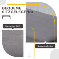 Dunkelgraue stilvolle Sitzbank in Samtoptik, vielseitig einsetzbar in verschiedenen Wohnbereichen.