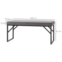 Dunkelgraue stilvolle Sitzbank in Samtoptik, vielseitig einsetzbar in verschiedenen Wohnbereichen.