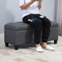 Dunkelgraue Sitzbank mit Stauraum, Masse 100x40x44cm. Eine kompakte und funktionale Aufbewahrungslösung.