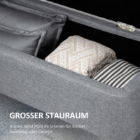Sitzbank mit Stauraum belastbar bis 150kg Leinenoptik grau