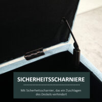 Hellgrüne Sitzbank mit Stauraum, Masse 110x39x45cm. Eine frische Farbe für ein funktionales Möbelstück.