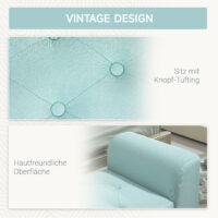 Grüne Sitzbank mit Stauraum in Leinenoptik, Masse 116x44x58cm, belastbar bis 130kg. Bietet viel Platz für verschiedene Gegenstände.