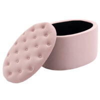 Rosa Sitzbank mit Stauraum, Masse 71x52x42cm. Eine zierliche und farbenfrohe Aufbewahrungslösung.