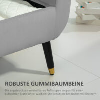 Hellgraue Sitzbank mit Stauraum in Samtoptik, Masse 107x42x65cm. Bringt Eleganz und praktische Aufbewahrung in den Raum.