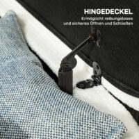 Weisse bequeme Sitzbank in kuscheliger Teddysamtoptik mit robustem Metallrahmen und grosszügigem Stauraum, ideal für Gemütlichkeit und Ordnung.