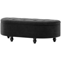 Dunkelgraue Sitzbank mit luxuriösem Velvet-Touch und integriertem Stauraum, Masse 120x46x42cm.