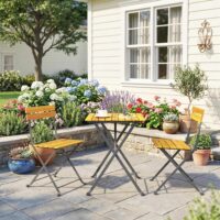 Sitzgruppe klappbar für 2 Personen für Balkon und Terrasse aus Teak