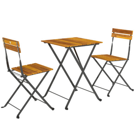 Sitzgruppe klappbar für 2 Personen für Balkon und Terrasse aus Teak