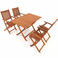 Sitzgruppe Gartentisch + 4 Stühle Sydney Akazienholz ~ FSC®