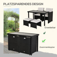 Sitzgruppe Garten mit Kissen 11-teilig Polyrattan schwarz