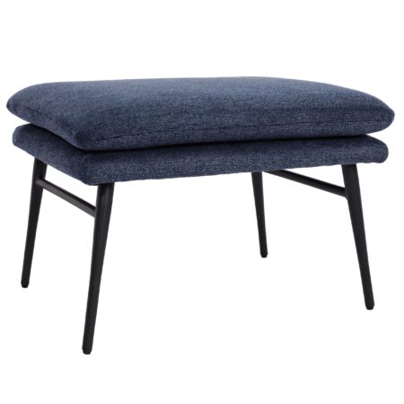 Sitzhocker Fussablage Ottomane Polsterhocker 38x56x40cm Stoff blau