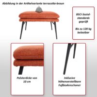 Sitzhocker Fussablage Ottomane Polsterhocker 38x56x40cm Stoff blau