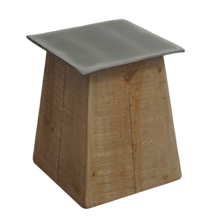 Sitzhocker Holzhocker Industrial Massivholz natur Metall-Optik