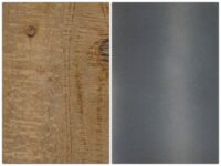 Sitzhocker Holzhocker Industrial Massivholz natur Metall-Optik