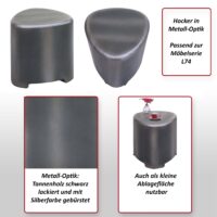 Sitzhocker Holzhocker Industrial Metall-Optik