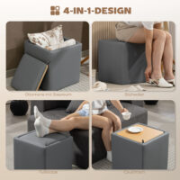 Sitzhocker mit Stauraum 40x40x40cm Kunstleder grau