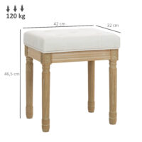 Sitzhocker Polsterbank mit Holzbeinen aus Leinen beige