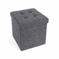 Grauer Sitzhocker mit Stauraum 38x38 cm, praktisch und platzsparend.