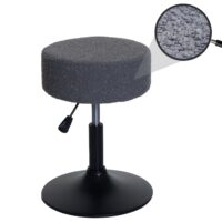 Sitzhocker Schminkhocker höhenverstellbar drehbar Ø37cm Bouclé dunkelgrau