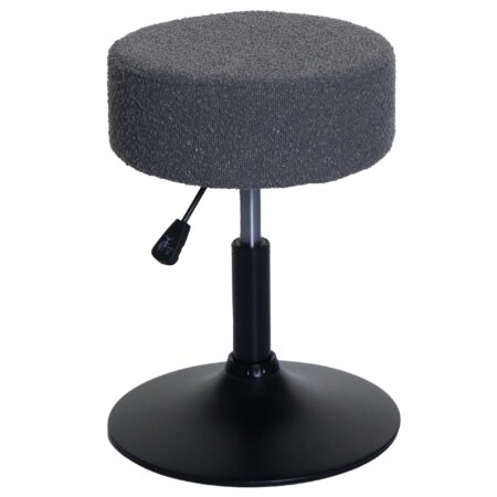 Sitzhocker Schminkhocker höhenverstellbar drehbar Ø37cm Bouclé dunkelgrau