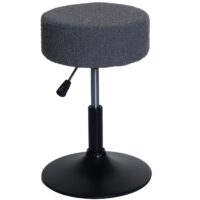 Sitzhocker Schminkhocker höhenverstellbar drehbar Ø37cm Bouclé dunkelgrau