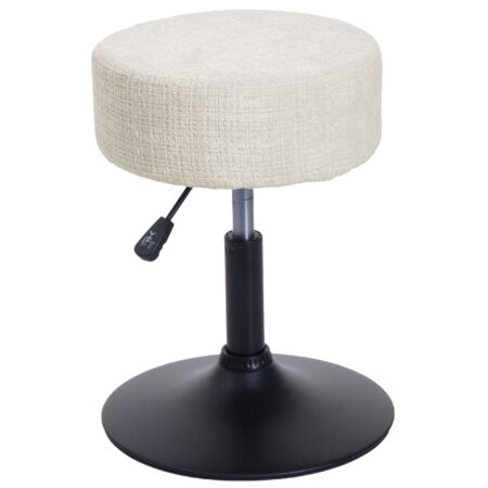 Sitzhocker Schminkhocker höhenverstellbar drehbar Ø37cm Chenille creme-weiss