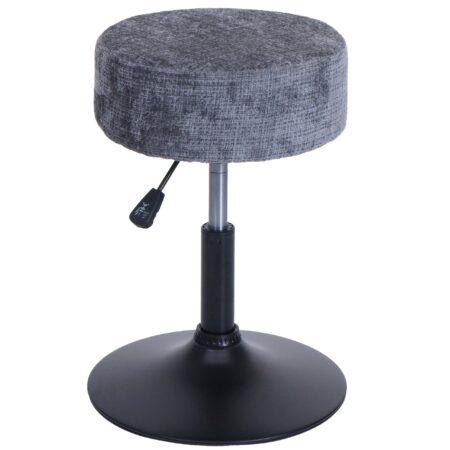Sitzhocker Schminkhocker höhenverstellbar drehbar Ø37cm Chenille dunkelgrau