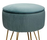 Sitzhocker mit Staufach Ø33cm Samt-Optik grün Gestell gold