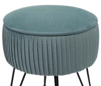 Sitzhocker mit Staufach Ø33cm Samt-Optik grün Gestell schwarz